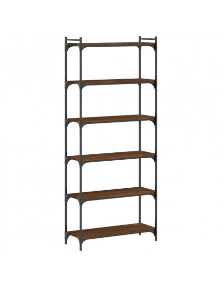 Libreria 6 Ripiani Rovere Marrone 80x30x188cm Legno Multistrato