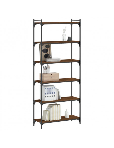 Libreria 6 Ripiani Rovere Marrone 80x30x188cm Legno Multistrato