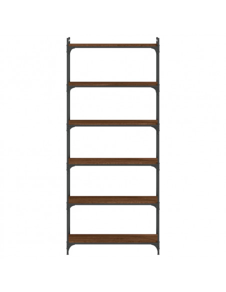 Libreria 6 Ripiani Rovere Marrone 80x30x188cm Legno Multistrato