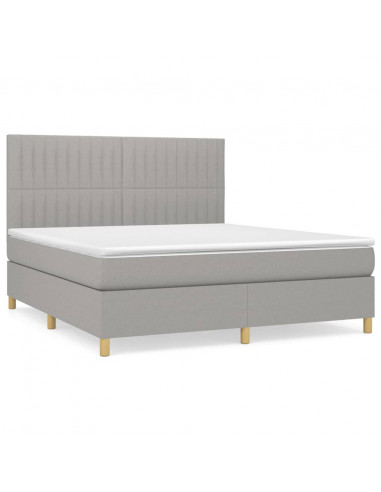 Giroletto a Molle con Materasso Grigio Chiaro180x200 cm Tessuto