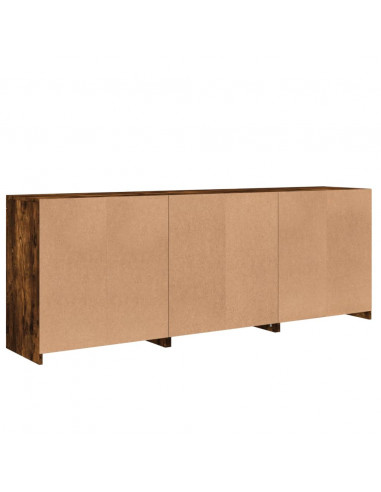 Credenza con Luci LED Rovere Fumo 181,5x37x67 cm