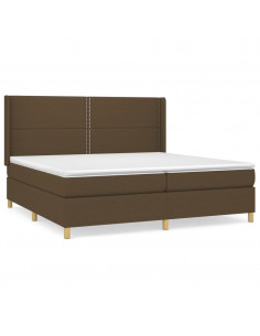 Giroletto a Molle con Materasso Marrone Scuro 200x200cm Tessuto 2