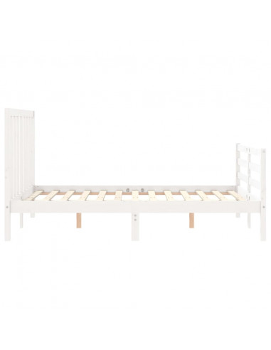 Giroletto con Testiera Bianco 140x190 cm in Legno Massello