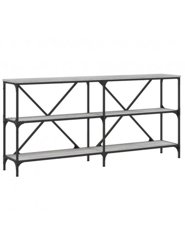 Tavolino Grigio Sonoma 160x30x75cm in Legno Multistrato e Ferro