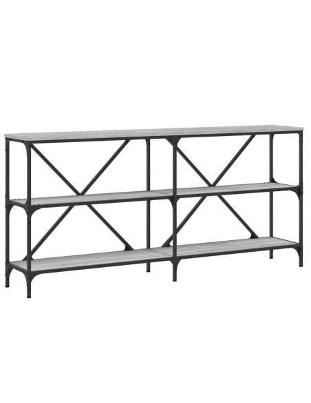 Tavolino Grigio Sonoma 160x30x75cm in Legno Multistrato e Ferro