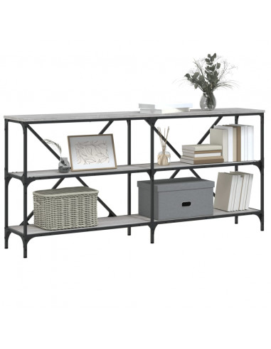 Tavolino Grigio Sonoma 160x30x75cm in Legno Multistrato e Ferro