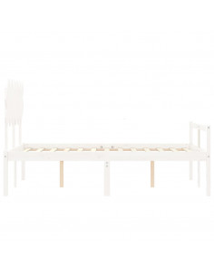 Letto per Anziani con Testiera Bianco Double in Legno Massello 2