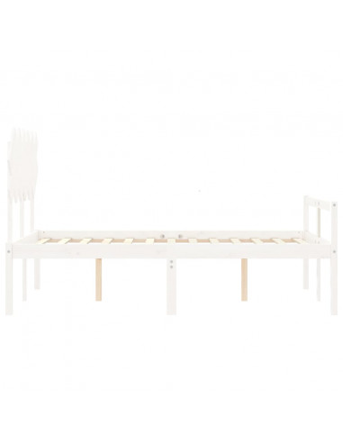 Letto per Anziani con Testiera Bianco Double in Legno Massello