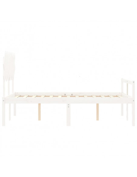 Letto per Anziani con Testiera Bianco Double in Legno Massello