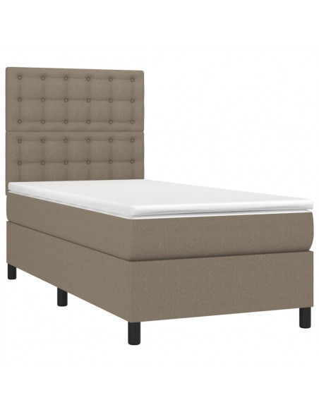 Letto a Molle con Materasso e LED Tortora 90x200 cm in Tessuto