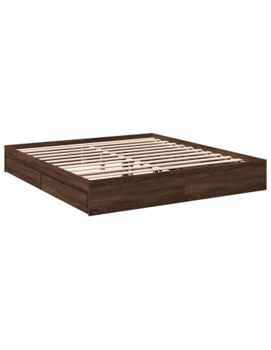 Giroletto Cassetti Rovere Marrone 200x200 cm Legno Multistrato