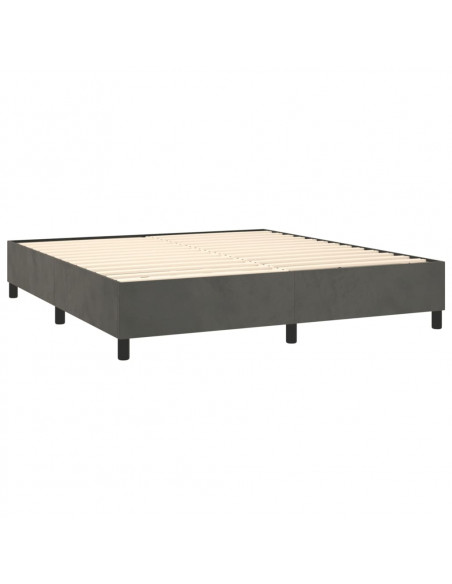 Giroletto a Molle con Materasso Grigio Scuro 160x200 cm Velluto