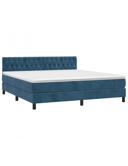 Giroletto a Molle con Materasso Blu Scuro 180x200 cm in Velluto