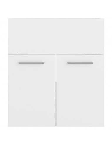 Mobile con Lavabo Integrato Bianco Lucido in Legno Multistrato