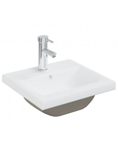 Mobile con Lavabo Integrato Bianco Lucido in Legno Multistrato