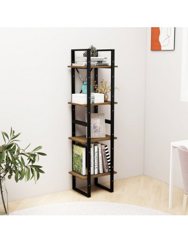 Libreria a 4 Ripiani 40x30x140 cm in Legno Massello di Pino