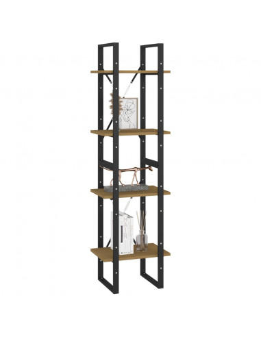 Libreria a 4 Ripiani 40x30x140 cm in Legno Massello di Pino