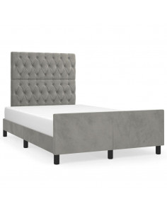 Giroletto con Testiera Grigio Chiaro 120x190 cm in Velluto 2