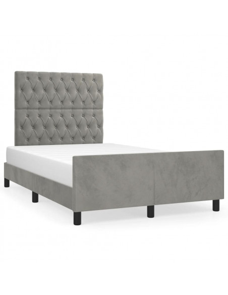 Giroletto con Testiera Grigio Chiaro 120x190 cm in Velluto
