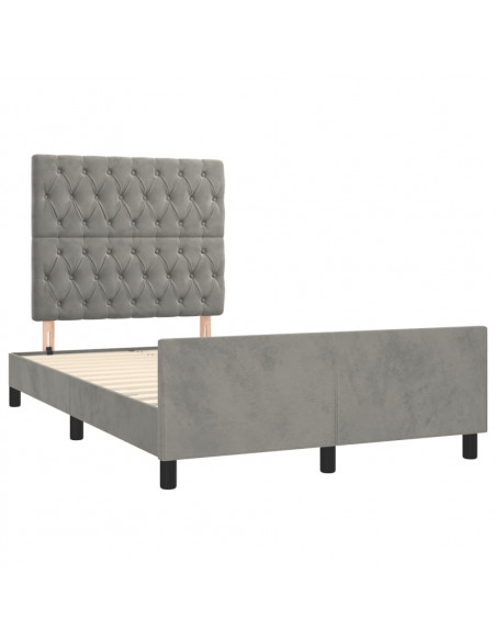 Giroletto con Testiera Grigio Chiaro 120x190 cm in Velluto