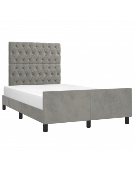 Giroletto con Testiera Grigio Chiaro 120x190 cm in Velluto