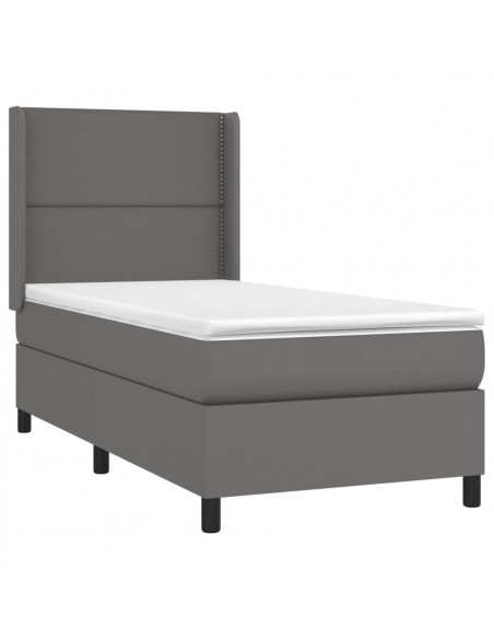 Giroletto a Molle con Materasso Grigio 100x200 cm in Similpelle