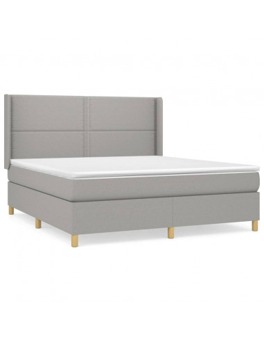 Giroletto a Molle con Materasso Grigio Chiaro180x200 cm Tessuto