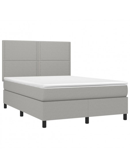 Letto a Molle Materasso e LED Grigio Chiaro 140x190 cm Tessuto