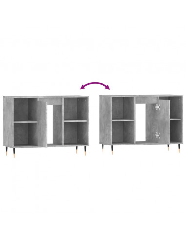 Armadietto da Bagno Grigio Cemento 80x33x60cm Legno Multistrato