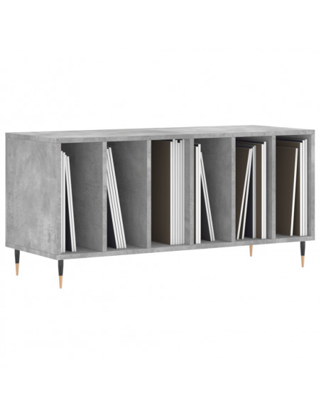 Mobile Porta Dischi Grigio Cemento 100x38x48 Legno Multistrato