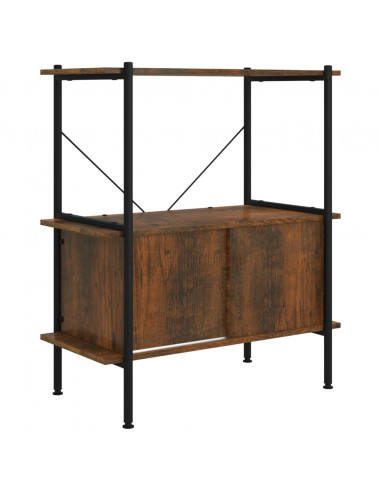 Scaffalatura 3 Livelli con Mobiletto 80x40x92cm Acciaio e Legno