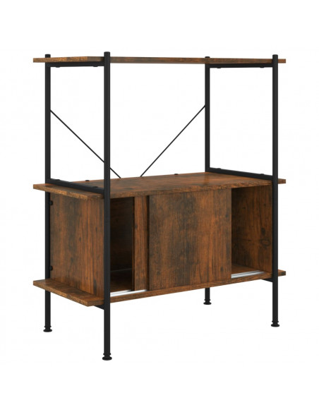 Scaffalatura 3 Livelli con Mobiletto 80x40x92cm Acciaio e Legno