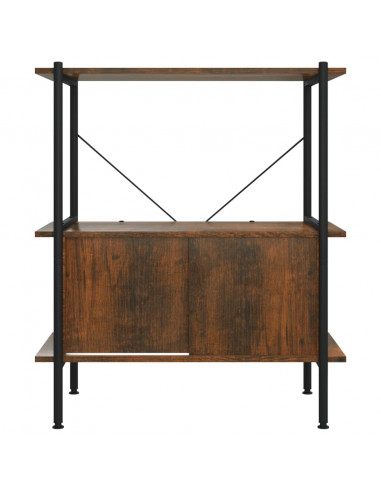 Scaffalatura 3 Livelli con Mobiletto 80x40x92cm Acciaio e Legno