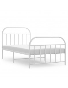 Giroletto con Testiera e Pediera Metallo Bianco 100x190 cm 2