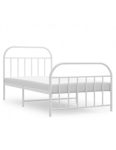 Giroletto con Testiera e Pediera Metallo Bianco 100x190 cm