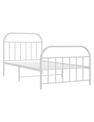 Giroletto con Testiera e Pediera Metallo Bianco 100x190 cm