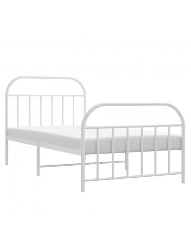 Giroletto con Testiera e Pediera Metallo Bianco 100x190 cm