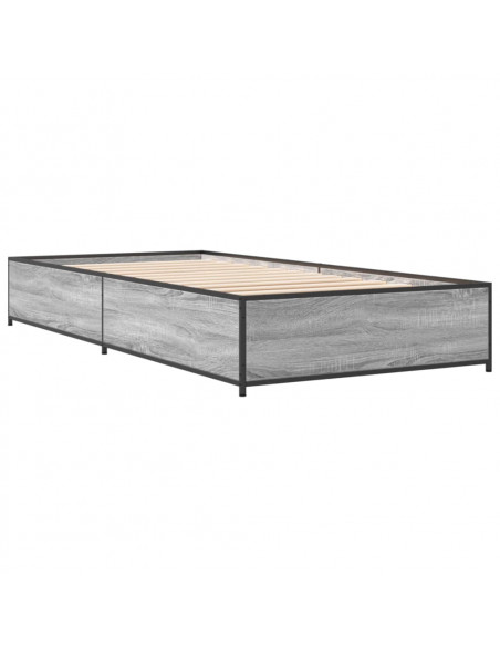 Giroletto Grigio Sonoma 90x190cm in Legno Multistrato e Metallo