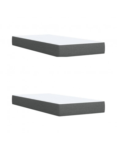 Giroletto a Molle con Materasso Grigio Scuro 200x200 cm Tessuto