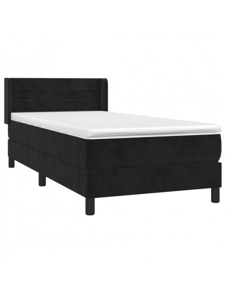 Giroletto a Molle con Materasso Nero 80x200 cm in Velluto