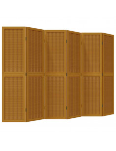 Divisorio Ambienti 6 Pannelli Marrone Legno Massello Paulownia 2