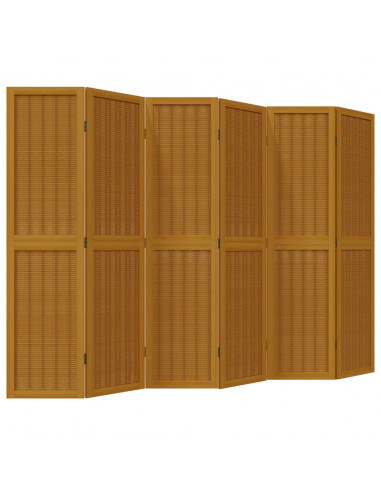 Divisorio Ambienti 6 Pannelli Marrone Legno Massello Paulownia