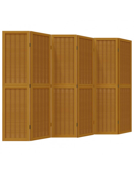 Divisorio Ambienti 6 Pannelli Marrone Legno Massello Paulownia