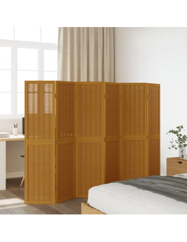 Divisorio Ambienti 6 Pannelli Marrone Legno Massello Paulownia