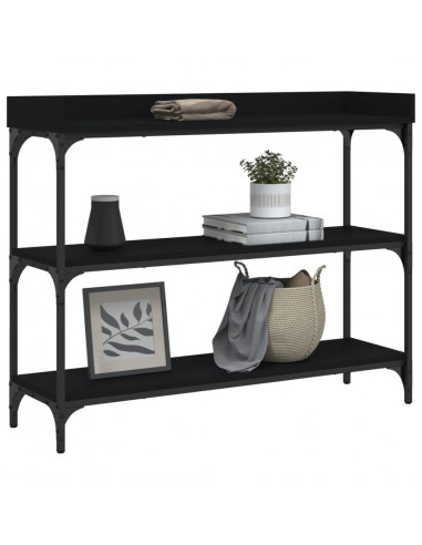 Tavolino Consolle con Ripiani Nero 100x30x80 cm