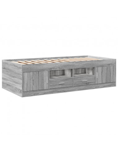 Divano Letto con Cassetti Grigio Sonoma 100x200 cm Multistrato