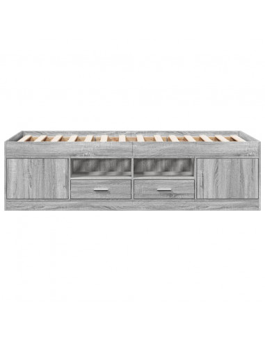 Divano Letto con Cassetti Grigio Sonoma 100x200 cm Multistrato