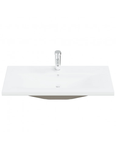 Set Mobili da Bagno 2 pz in Ceramica e Legno Multistrato