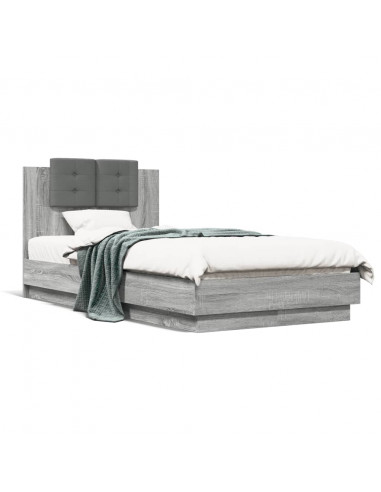 Giroletto con Testiera Grigio Sonoma 90x190cm Legno Multistrato