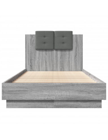 Giroletto con Testiera Grigio Sonoma 90x190cm Legno Multistrato